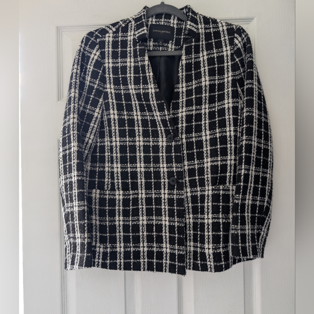 Banana Republic Black and White Plaid Blazer